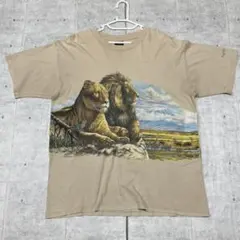 90s USA製 HABITAT ライオン アニマル 半袖Tシャツ ハビタットのサムネイル