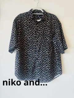 niko and... 総柄 半袖シャツ ネイビー L　レオパード　豹柄のサムネイル