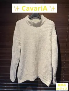 ✨【極美品】CavariA モックネック ニット セーター 白 Mサイズ 44✨