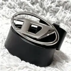 美品✨DIESEL ブラック ベルト シルバー バックル　cow leather