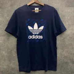 アディダスオリジナルス Tシャツ ネイビー トレフォイル デカロゴ M