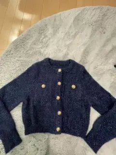 GRL ネイビー クロップドカーディガン