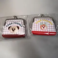 mojojojo PVC がま口ポーチ 赤 ウサギ ブラウン くま