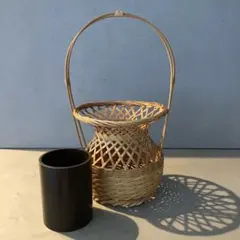 定竹斎作 手付き竹籠 竹編籠 花籠 煎茶道具 竹編細工 花器 花入 - メルカリ