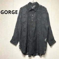 GORGE シアーシャツ 花柄 ブラック 透け感 長袖 羽織りのサムネイル