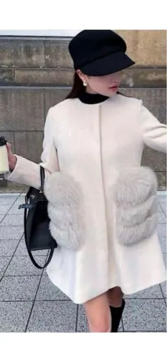 シェリエ FOX FUR pocket tailored middle coat - メルカリ