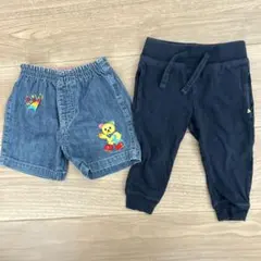 ミキハウス　80cm ボトムスセット　GAPネイビーズボン　デニムハーフパンツ