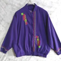 S1023　STITCHES　ブルゾンジャンパー　S　紫　US古着 レディスのサムネイル