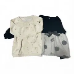 110cmドット柄ペプラムチュールチュニックと裾シャーリングハーフレギパンセット