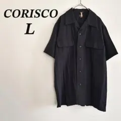 CORISCO オープンシャツ L ブラック 黒半袖 とろみ感 無地 モードのサムネイル