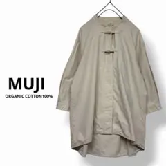 MUJI ワッシャーポプリン結び釦ミドル丈シャツのサムネイル