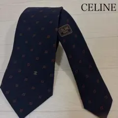 CELINE セリーヌ ネクタイ 総柄 ネイビー系