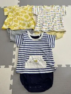 【3点セット】 コンビミニ　赤ちゃん本舗 半袖ロンパース　80のサムネイル