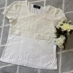 M'S GRACY 半袖 カットソー 花柄レース リボン 38のサムネイル