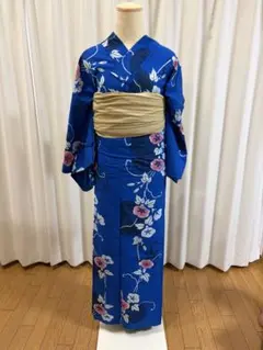 新品未使用◆吸水速乾 浴衣 抹茶 紺 朝顔 洗える クールパス 大人 上品 新品未使用◇吸水速乾 浴衣 抹茶 紺 朝顔 洗える フリーサイズ 大人