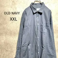 OLD NAVY リネン混 長袖シャツ ブルーグレー系 XXL アメリカ古着