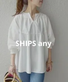 SHIPS any シップス エニィ ミニサッカー ティアード 長袖 ブラウス