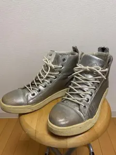 DIESEL シルバー ハイカットスニーカー 27cm