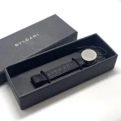 BVLGARI　ブルガリ　ストラップ　キーホルダー　ロゴ　レザー　ブラック　黒