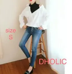 DHORICボタンフライウォッシュドスキニーデニムパンツジーンズsizeS