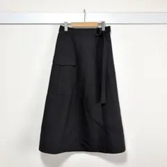 ZARA ベルト付き ラップ風 ロングフレアスカート ブラック XS ポケットのサムネイル