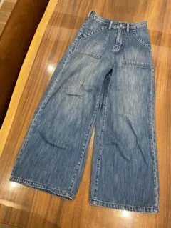 ワイドレッグデニムパンツ ライトブルー