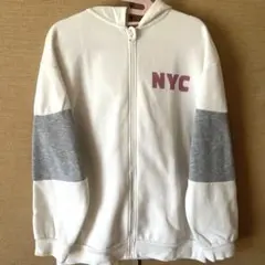 NYC ロゴ ジップアップパーカー ホワイト
