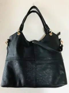 クロスステッチ2WAYトートバッグ　ブラック ショルダーバッグ