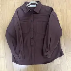 ブラウン ボタンシャツ 長袖 2ポケット