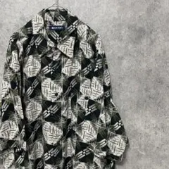 90s vintage 半袖　柄シャツ　メンズM 古着　レーヨン　個性派　奇抜