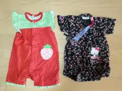 イチゴのロンパース & キティちゃんの浴衣風 80㎝