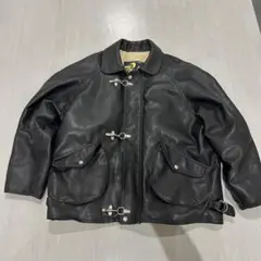 Full Stop レザー ジャケット XL 黒　ファイヤーマン