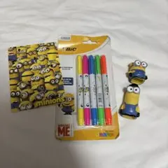 ミニオン 蛍光マーカー、メモ、指人形セット