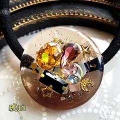 ハンドメイド レジンヘアゴム♡スワロフスキー入り♡透明とビジューの世界 TB04