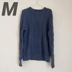 ★セーター ケーブルニット クルーネック 100% コットン メンズ