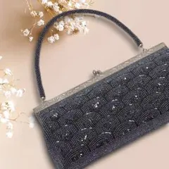 ビーズ刺繍装飾 ブラック パーティーバッグ 結婚式 二次会