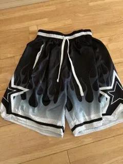 バスケットボールパンツ 炎模様 ブラック/グレー