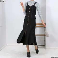 【着用回数3回】マーメイド　ジャンスカ　ストレッチ　ワンピース　ブラック　ロングのサムネイル