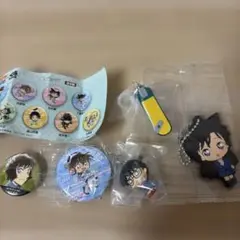 コナン スケボ めじるしアクセサリー、毛利蘭 カプセルラバーマスコット、缶バッジ