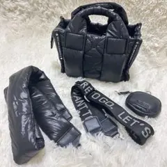 nouer ヌエール キルティング ナイロン ショルダーバッグ 2way 黒