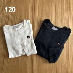 ミキハウス ダブルB 長袖カットソー 2枚セット 120 白と黒