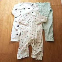 ロンパース 3点 70 80 長袖 さくらんぼ 花柄 ハート