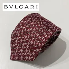 BVLGARI ブルガリ ネクタイ セッテピエゲ シルク100% イタリア製 赤