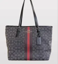 【美品】COACH トートバッグ F39043シグネチャーストライプトートバッグ