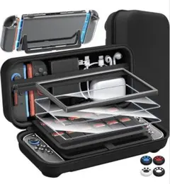 Switch2 専用 収納ケース ガラスフィルム2枚 キャップ4個 全面保護