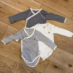 ロンパースセット 12m ストライプ・無地