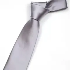 シルバーグレーネクタイ１点　無地 光沢 結婚式 披露宴フォーマル 剣先8cm