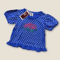 新品　chocola 花柄刺繍の水玉Tシャツ 100センチのサムネイル