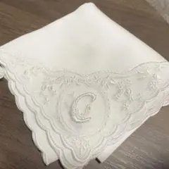 刺繍入り白ハンカチ 2枚セット