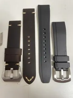 時計：ラバーベルト：レザーベルト：20mm：2本セット